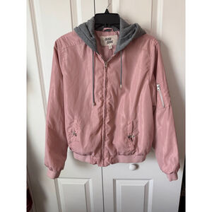 Outer Edge Pink & Gray Hooded Bomber Jacket XL
